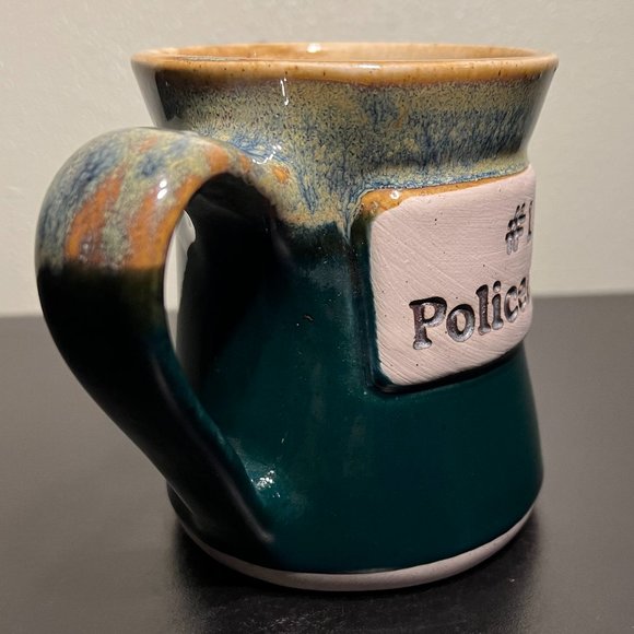Handcrafted TUMBLEWEED POTTERY  #1 Policeman Drip Glaze Mug - Picture 2 of 10